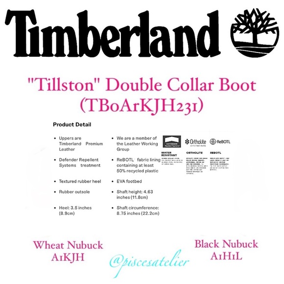 Timberland Tillston 6” Double Collar Boot in Wheat Nubuck or Black (TB0A1KJH231) - Picture 14 of 16